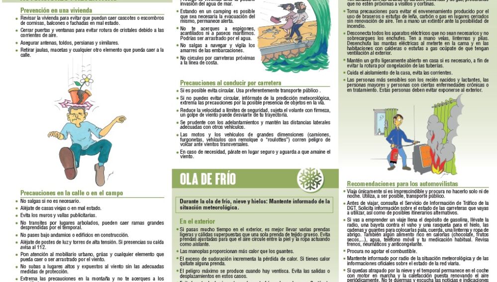 Folleto con recomendaciones ante el viento