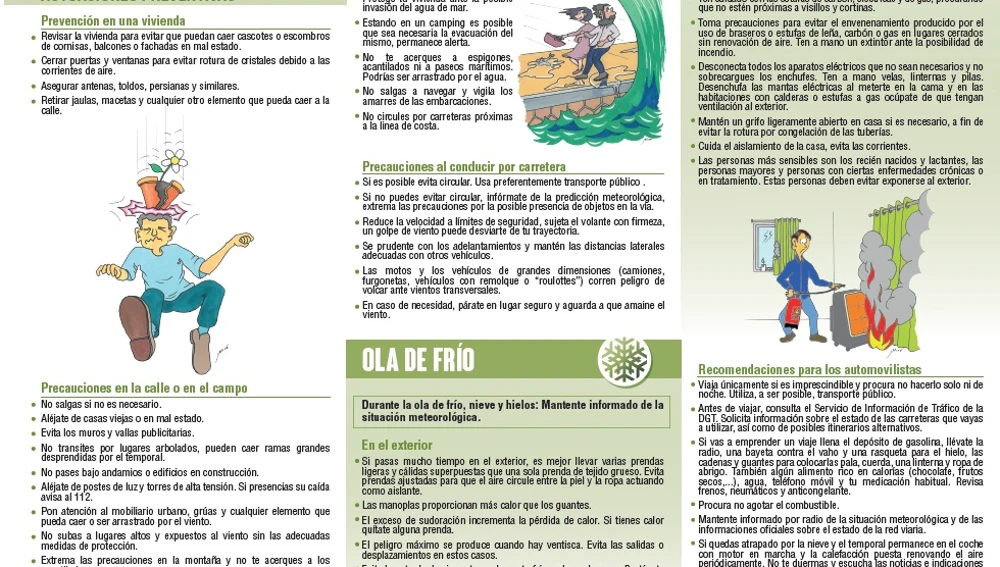 Folleto con recomendaciones ante el viento Folleto con recomendaciones ante el viento