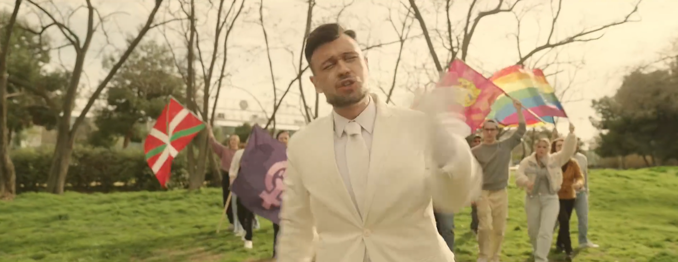 Captura de pantalla de la parodia de Polònia sobre Gabriel Rufián y su frente de izquierdas Captura de pantalla de la parodia de Polònia sobre Gabriel Rufián y su frente de izquierdas