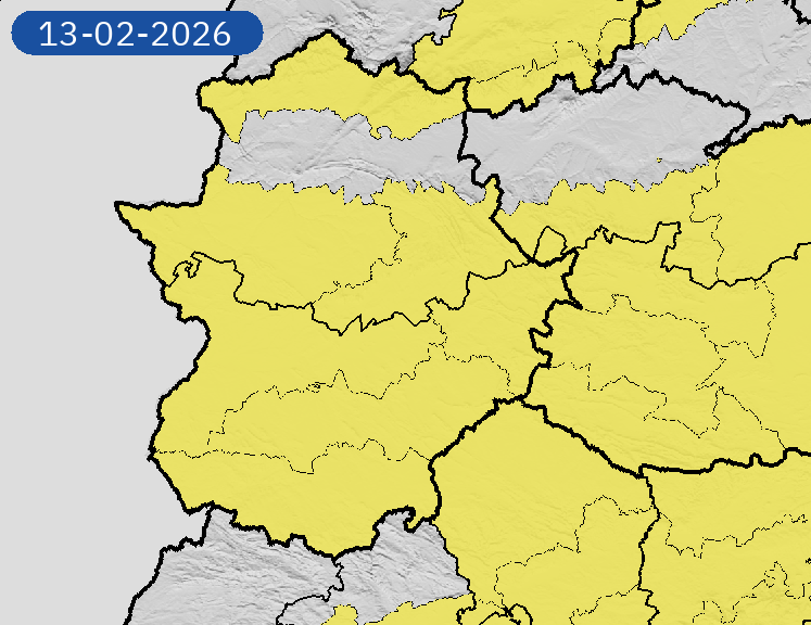 La Borrasca Oriana hacen regresar este viernes a Extremadura las alertas amarillas por lluvias y vientos La Borrasca Oriana hacen regresar este viernes a Extremadura las alertas amarillas por lluvias y vientos