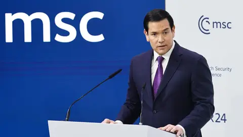 El secretario de Estado de EEUU, Marco Rubio, durante la Conferencia de Seguridad Internacional El secretario de Estado de EEUU, Marco Rubio, durante la Conferencia de Seguridad Internacional