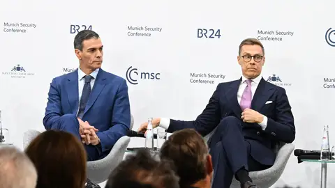 Pedro Sánchez durante su intervención en una mesa redonda en la Conferencia de Seguridad de Múnich Pedro Sánchez durante su intervención en una mesa redonda en la Conferencia de Seguridad de Múnich