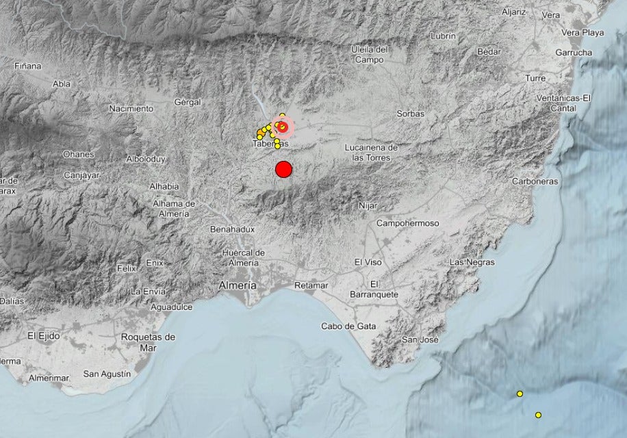 Terremoto en Tabernas: un seísmo de magnitud 4,3 sacude la provincia de Almería y se siente en Granada, Jaén y Murcia Terremoto en Tabernas: un seísmo de magnitud 4,3 sacude la provincia de Almería y se siente en Granada, Jaén y Murcia