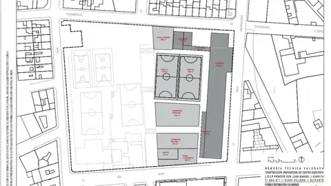 Imagen de archivo del plano del proyecto de nuevo colegio Príncipe Don Juan Manuel que se ha proyectado en Villena. Imagen de archivo del plano del proyecto de nuevo colegio Príncipe Don Juan Manuel que se ha proyectado en Villena.