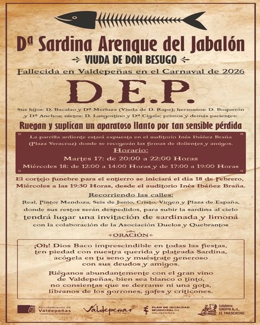 El Trascacho pone fin al Carnaval con el singular Entierro de Doña Sardina Arenque del Jabalón El Trascacho pone fin al Carnaval con el singular Entierro de Doña Sardina Arenque del Jabalón