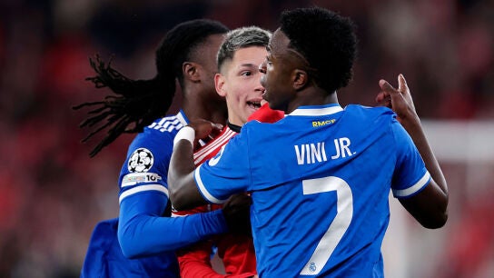 Prestianni y Vinicius durante el Benfica - Real Madrid