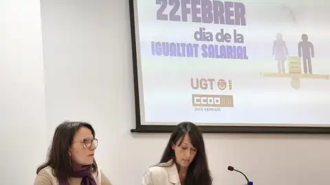 Empar Pablo, secretaria de Mujeres e Igualdad, de CCOO-PV, y Mar Cruz, secretaria de Igualdad y Relevo Generacional de UGT-PV. Empar Pablo, secretaria de Mujeres e Igualdad, de CCOO-PV, y Mar Cruz, secretaria de Igualdad y Relevo Generacional de UGT-PV.