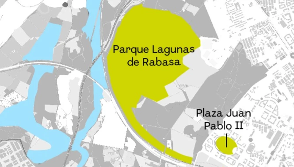 El plano del parque periurbano de Rabasa y su conexión con el Parque Central El plano del parque periurbano de Rabasa y su conexión con el Parque Central