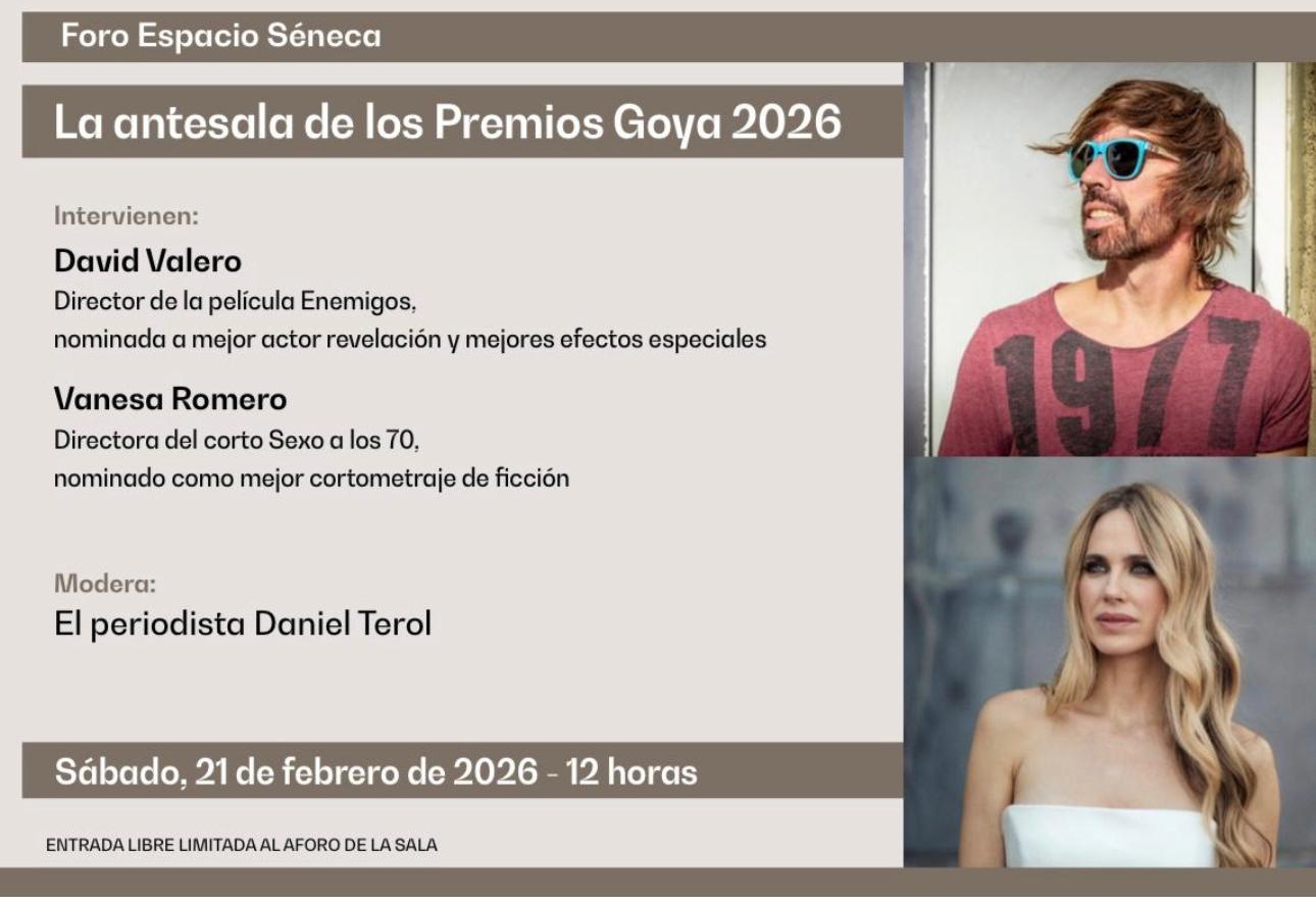 El Espacio Séneca acoge este sábado “La antesala de los Goya” con los nominados alicantinos David Valero y Vanesa Romero El Espacio Séneca acoge este sábado “La antesala de los Goya” con los nominados alicantinos David Valero y Vanesa Romero