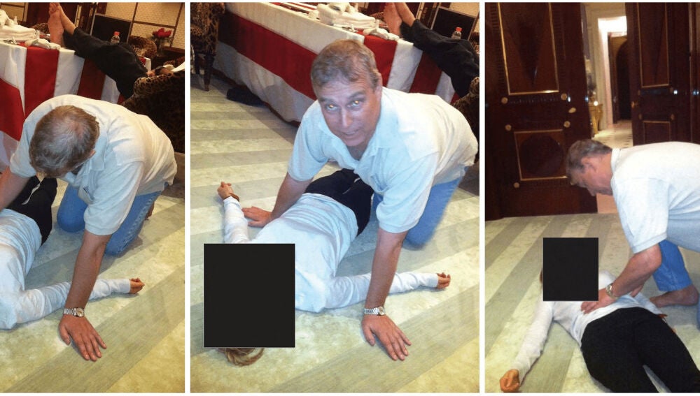 Fotografías del expríncipe Andrés con una mujer joven publicadas en los papeles de Epstein