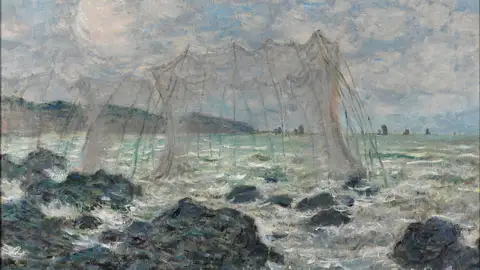 'Redes de pesca en Pourville', cuadro de Monet 'Redes de pesca en Pourville', cuadro de Monet