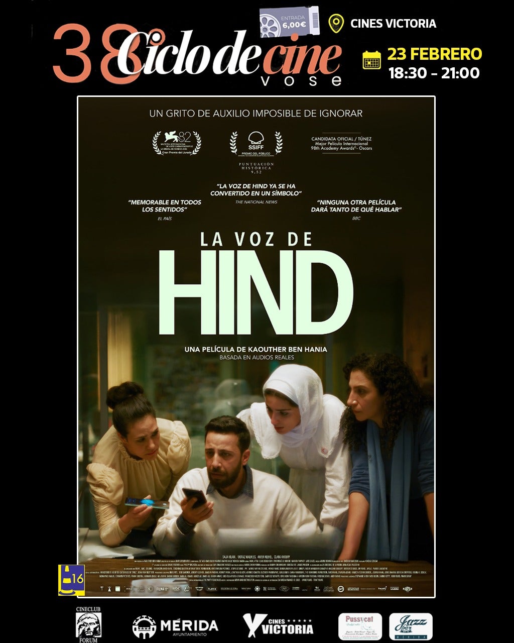"La voz de Hind" esta tarde en Cines Victoria "La voz de Hind" esta tarde en Cines Victoria