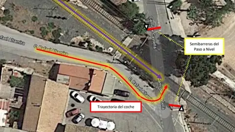 Lugar en el que se encuentra el paso a nivel en el que se produjo el accidente en el año 2021. Lugar en el que se encuentra el paso a nivel en el que se produjo el accidente en el año 2021.
