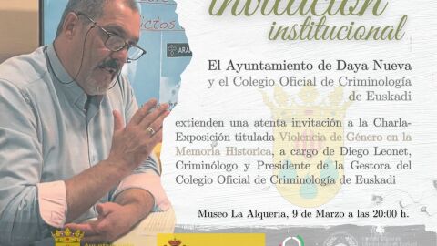 El criminólogo Diego Leonet ofrece este lunes en Daya Nueva la charla 'Violencia de género en la Memoria Histórica' El criminólogo Diego Leonet ofrece este lunes en Daya Nueva la charla 'Violencia de género en la Memoria Histórica'