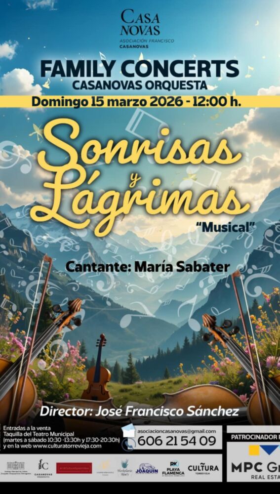 Vive una historia inolvidable este domingo con 'Sonrisas y lágrimas', el segundo 'Family Concert' de la Casanovas Orquesta en Torrevieja