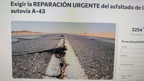 Estado del firme de la A-43 Estado del firme de la A-43