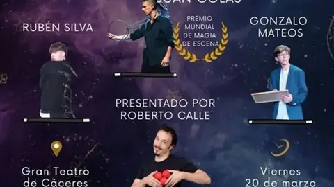 El VII Festival Cáceres Mágico llega del 20 al 22 de marzo con el premiado mago Juan Colás entre los artistas El VII Festival Cáceres Mágico llega del 20 al 22 de marzo con el premiado mago Juan Colás entre los artistas