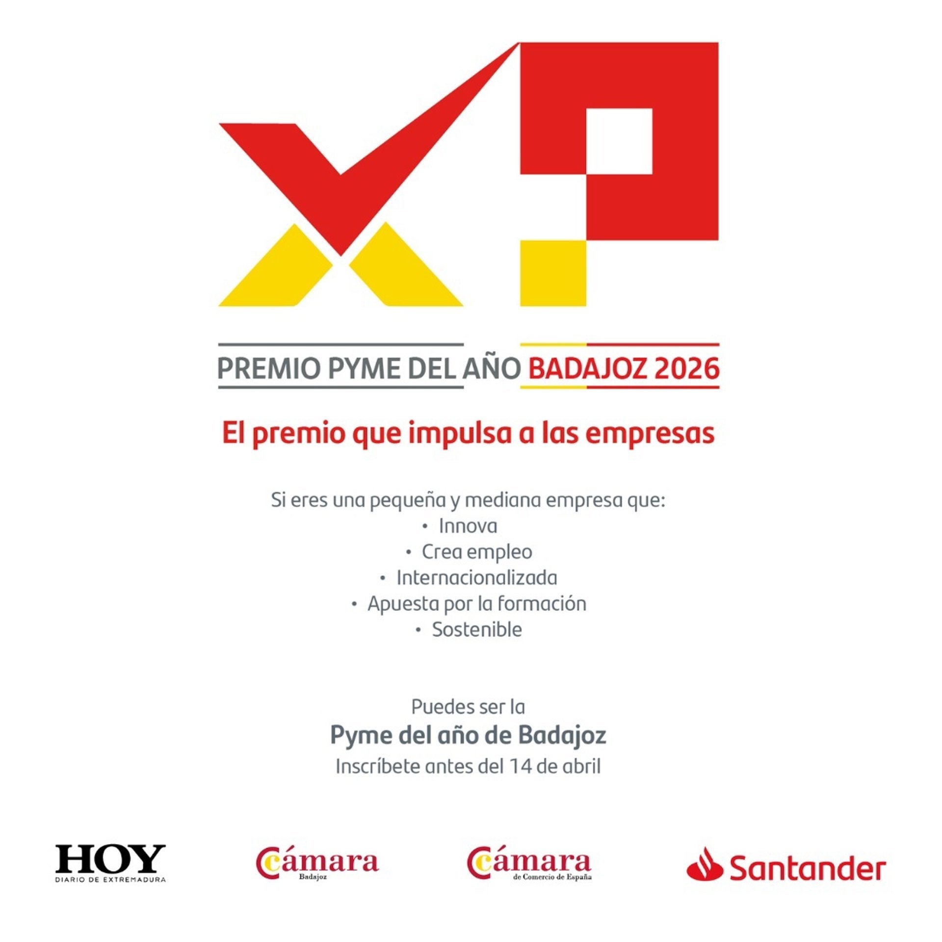 El Banco Santander y la Cámara de Badajoz convocan el Premio Pyme del Año 2026 El Banco Santander y la Cámara de Badajoz convocan el Premio Pyme del Año 2026