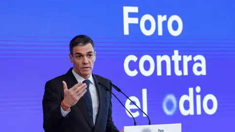 El presidente del Gobierno, Pedro Sánchez interviene en la inauguración de la primera Cumbre Internacional contra el Odio, este miércoles en Madrid. Pedro Sánchez anuncia el lanzamiento de "Hodio", una herramienta para rastrear el odio en redes