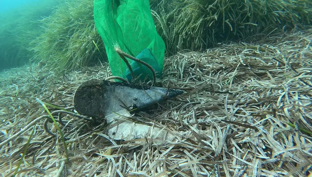 Imagen de los plásticos encontrados en el fondo del mar, en la Badía de Portmany Imagen de los plásticos encontrados en el fondo del mar, en la Badía de Portmany