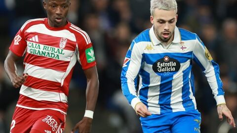 Mella, en el partido contra el Granada, antes de lesionarse/ Imagen RCD Deportivo Mella, en el partido contra el Granada, antes de lesionarse/ Imagen RCD Deportivo