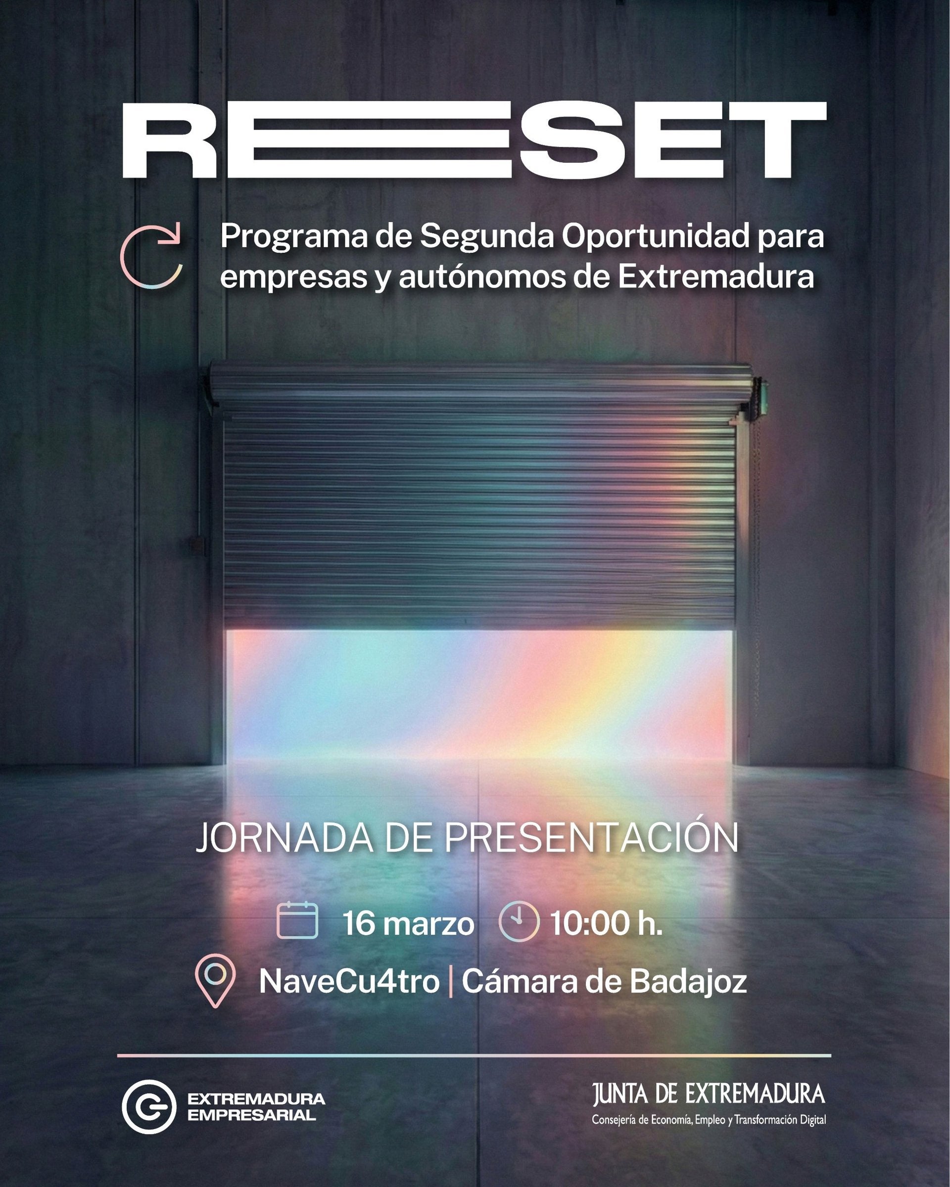 El programa 'Reset' de segunda oportunidad para empresas y autónomos se presenta este lunes en Badajoz El programa 'Reset' de segunda oportunidad para empresas y autónomos se presenta este lunes en Badajoz