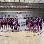 El Club Voleibol Elche celebra el triunfo ante Pamesa Teruel Vb.