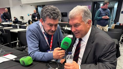 Joan Laporta durante la entrevista con Onda Cero