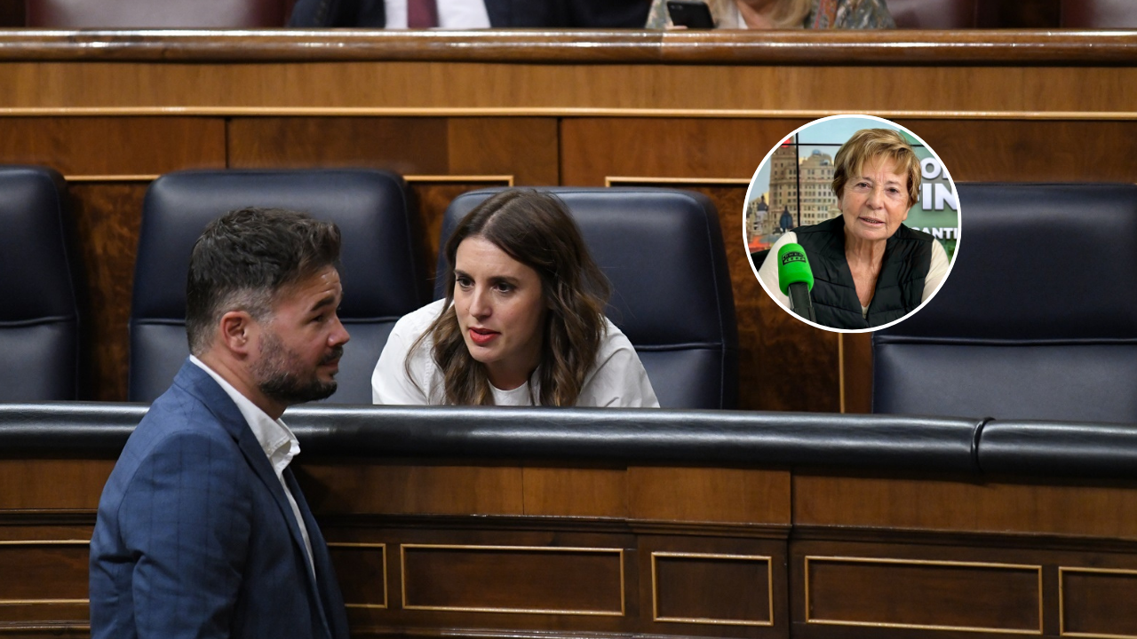 El portavoz parlamentario de ERC en el Congreso, Gabriel Rufián, pasa por delante de Irene Montero El portavoz parlamentario de ERC en el Congreso, Gabriel Rufián, pasa por delante de Irene Montero