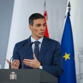 El presidente del Gobierno, Pedro Sánchez, durante su comparecencia este viernes