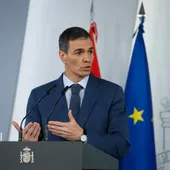 El presidente del Gobierno, Pedro Sánchez, durante su comparecencia este viernes El presidente del Gobierno, Pedro Sánchez, durante su comparecencia este viernes