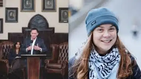 Peter Thiell y Greta Thumberg Peter Thiell y Greta Thumberg