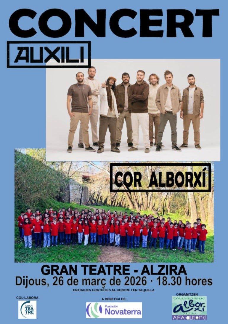 Auxili y 120 voces del Cor Alborxí se unen por la inclusión laboral en un concierto solidario en el Gran Teatre de Alzira Auxili y 120 voces del Cor Alborxí se unen por la inclusión laboral en un concierto solidario en el Gran Teatre de Alzira