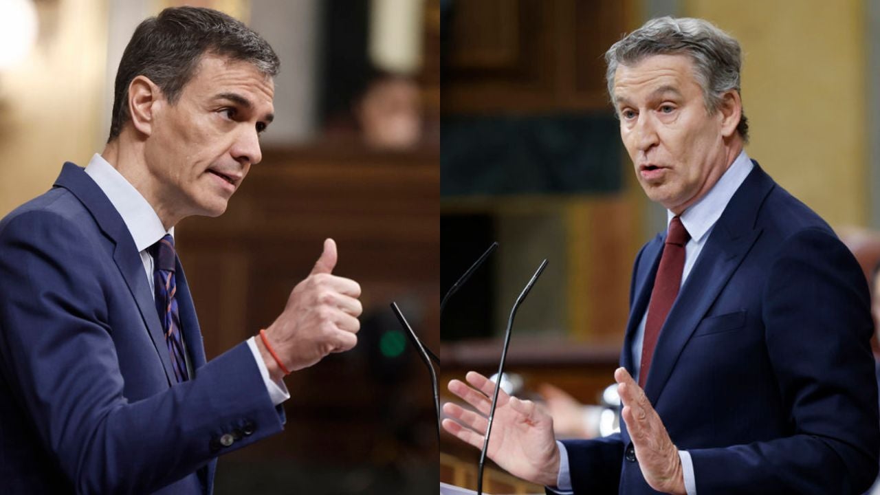 El presidente del Gobierno, Pedro Sánchez, y el líder del PP, Alberto Núñez Feijóo El presidente del Gobierno, Pedro Sánchez, y el líder del PP, Alberto Núñez Feijóo