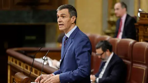 El presidente del Gobierno, Pedro Sánchez interviene este miércoles en el pleno del Congreso de los Diputados en Madrid donde el Ejecutivo explica su posición contra la guerra en Irán. El presidente del Gobierno, Pedro Sánchez interviene este miércoles en el pleno del Congreso de los Diputados en Madrid donde el Ejecutivo explica su posición contra la guerra en Irán. EFE/ Mariscal