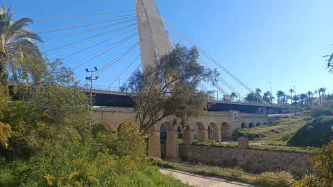Zona de la ladera del río Vinalopó en Elche en el entorno del Puente de la Generalitat. Zona de la ladera del río Vinalopó en Elche en el entorno del Puente de la Generalitat.