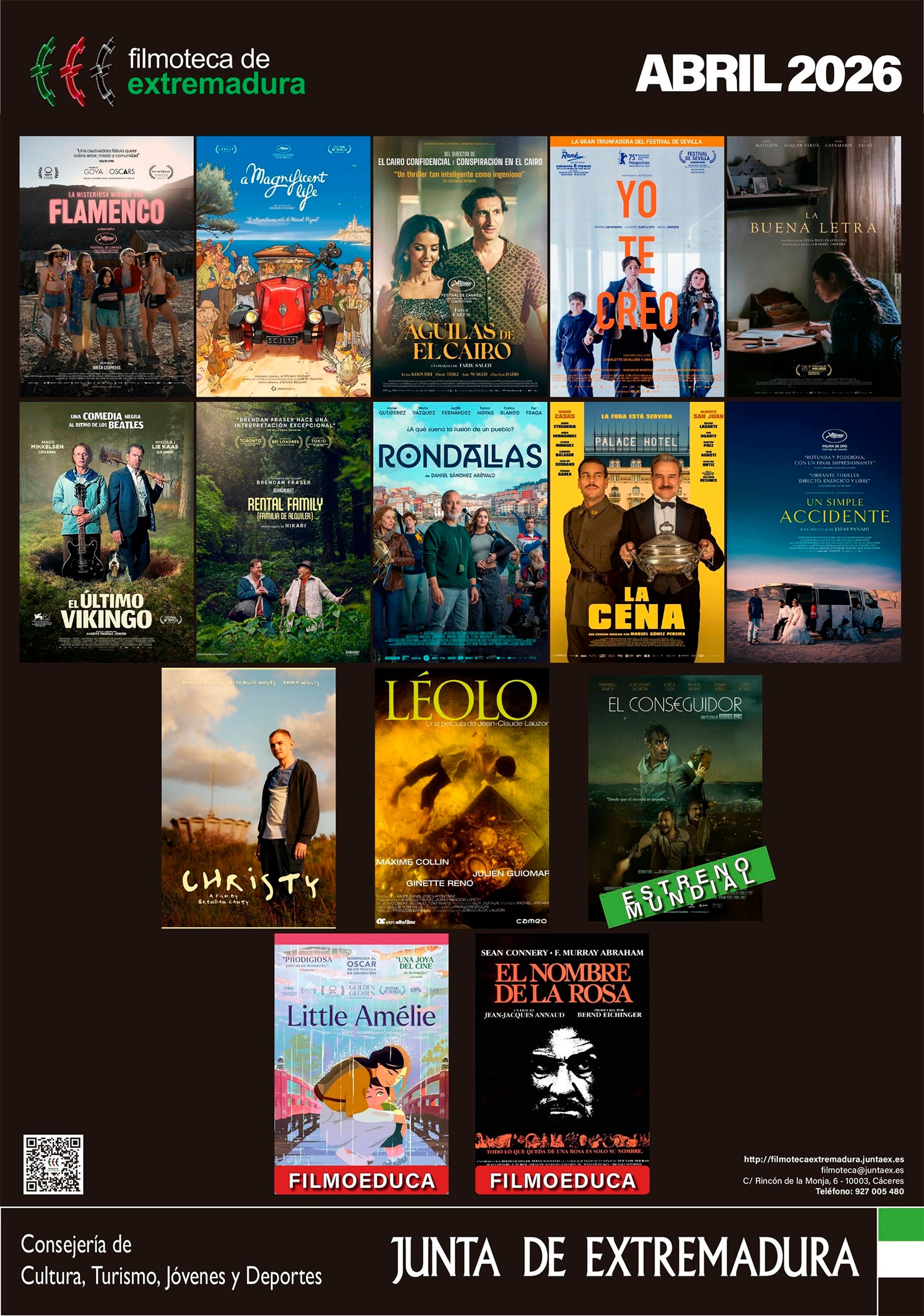 La Filmoteca de Extremadura programa 15 películas en seis ciclos durante el mes de abril en sus cuatro sedes La Filmoteca de Extremadura programa 15 películas en seis ciclos durante el mes de abril en sus cuatro sedes
