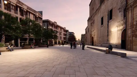 Simulación del resultado que tendrá la reurbanización del entorno de la basílica de Santa María de Elche. Simulación del resultado que tendrá la reurbanización del entorno de la basílica de Santa María de Elche.
