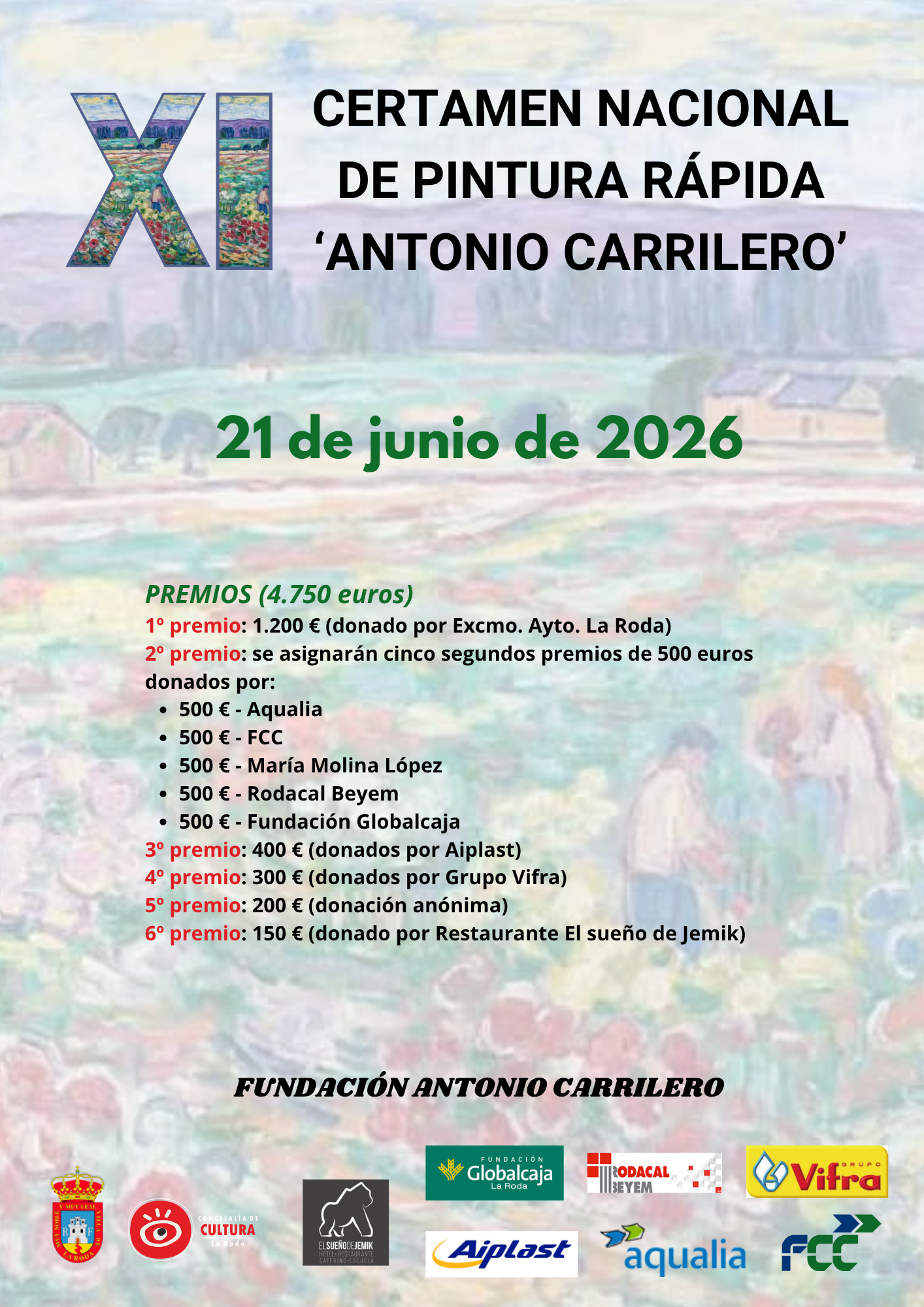 El XI Certamen Nacional de Pintura Rápida ‘Antonio Carrilero’ se adelanta al mes de junio El XI Certamen Nacional de Pintura Rápida ‘Antonio Carrilero’ se adelanta al mes de junio