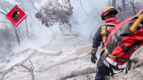 Los efectivos terrestres en el incendio de Tibi Los efectivos terrestres en el incendio de Tibi