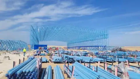 Obras de construcción del hangar para dirigibles en el aeropuerto de Teruel hangar dirigibles