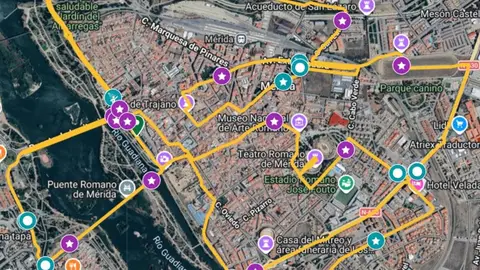 Plano del recorrido de la Media Maratón de Mérida 2026. Plano del recorrido de la Media Maratón de Mérida 2026.