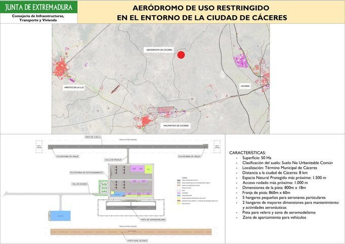 Publicada la licitación de la redacción del proyecto del aeródromo de Cáceres Publicada la licitación de la redacción del proyecto del aeródromo de Cáceres