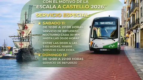 El TRAM de Castelló refuerza este fin de semana el servicio por ‘Escala a Castelló' El TRAM de Castelló refuerza este fin de semana el servicio por ‘Escala a Castelló'