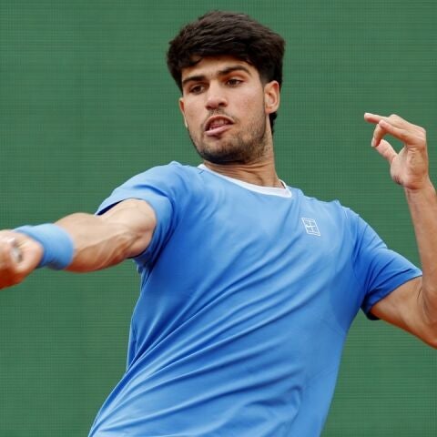 Carlos Alcaraz, durante el partido contra Sinner en Montecarlo