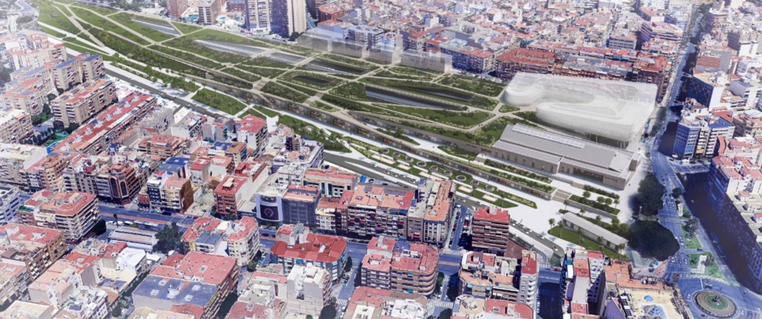 Puente, Pérez Llorca y Barcala presentan el parque central de Alicante pero sin el soterramiento del tramo final Puente, Pérez Llorca y Barcala presentan el parque central de Alicante pero sin el soterramiento del tramo final