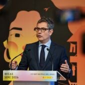 El ministro de la Presidencia, Justicia y Relaciones con las Cortes, Félix Bolaños, preside el acto de presentación de la nueva convocatoria de las becas SERÉ 2026,