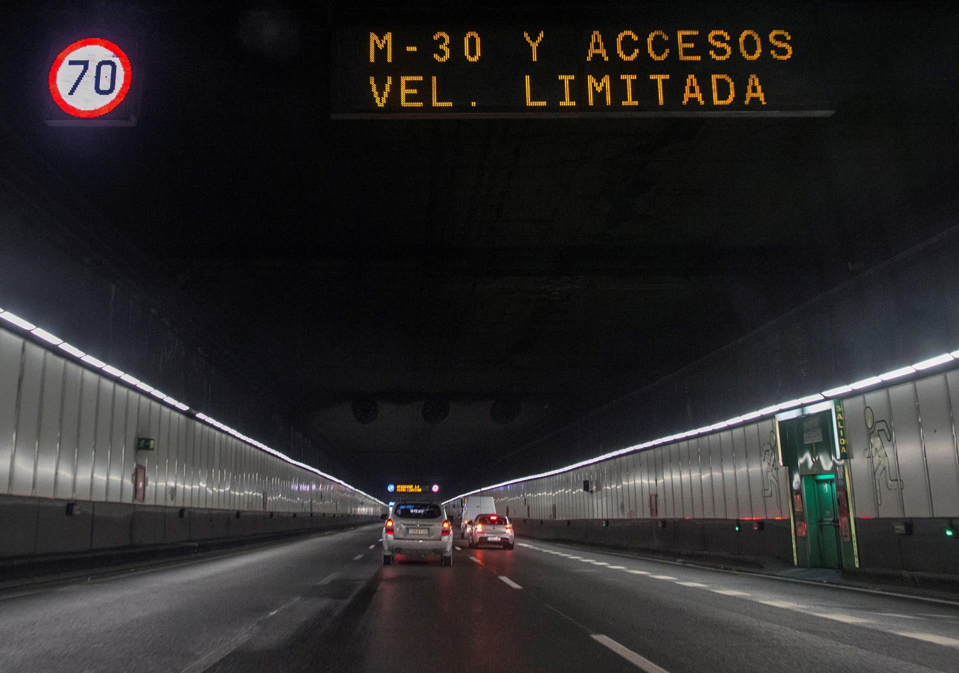 Imagen de archivo del túnel de la M-30. Imagen de archivo del túnel de la M-30.