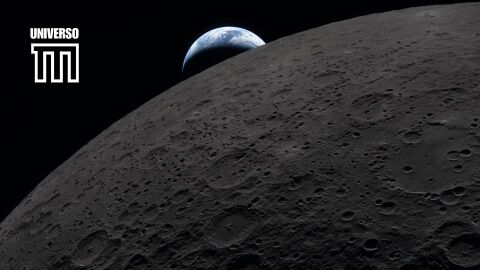 Puesta de sol capturada a trav&eacute;s de la ventana de la nave espacial Orion a las 18:41 EDT, 6 de abril de 2026, durante el sobrevuelo de la Luna por la tripulaci&oacute;n de Artemis II. Una Tierra de un azul tenue con brillantes nubes blancas se pone tras la superficie lunar craterizada. La parte oscura de la Tierra est&aacute; de noche. En el lado diurno de la Tierra, se observan nubes arremolinadas sobre la regi&oacute;n de Australia y Ocean&iacute;a. 