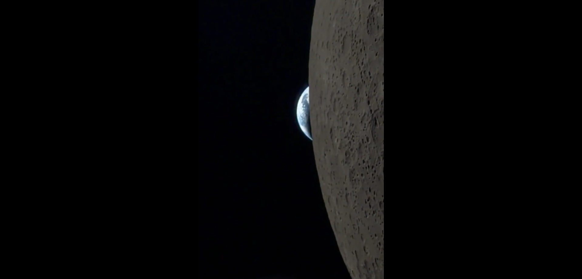 Captura del vídeo de la puesta de la Tierra desde la Luna, grabado durante la misión Artemis II. Captura del vídeo de la puesta de la Tierra desde la Luna, grabado durante la misión Artemis II.
